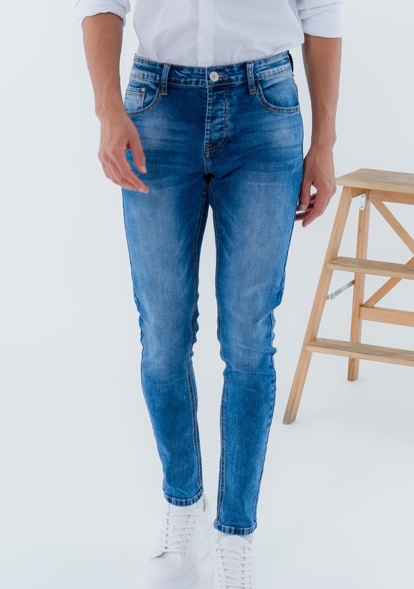 Jeans Homme Skinny Bleu delave C027