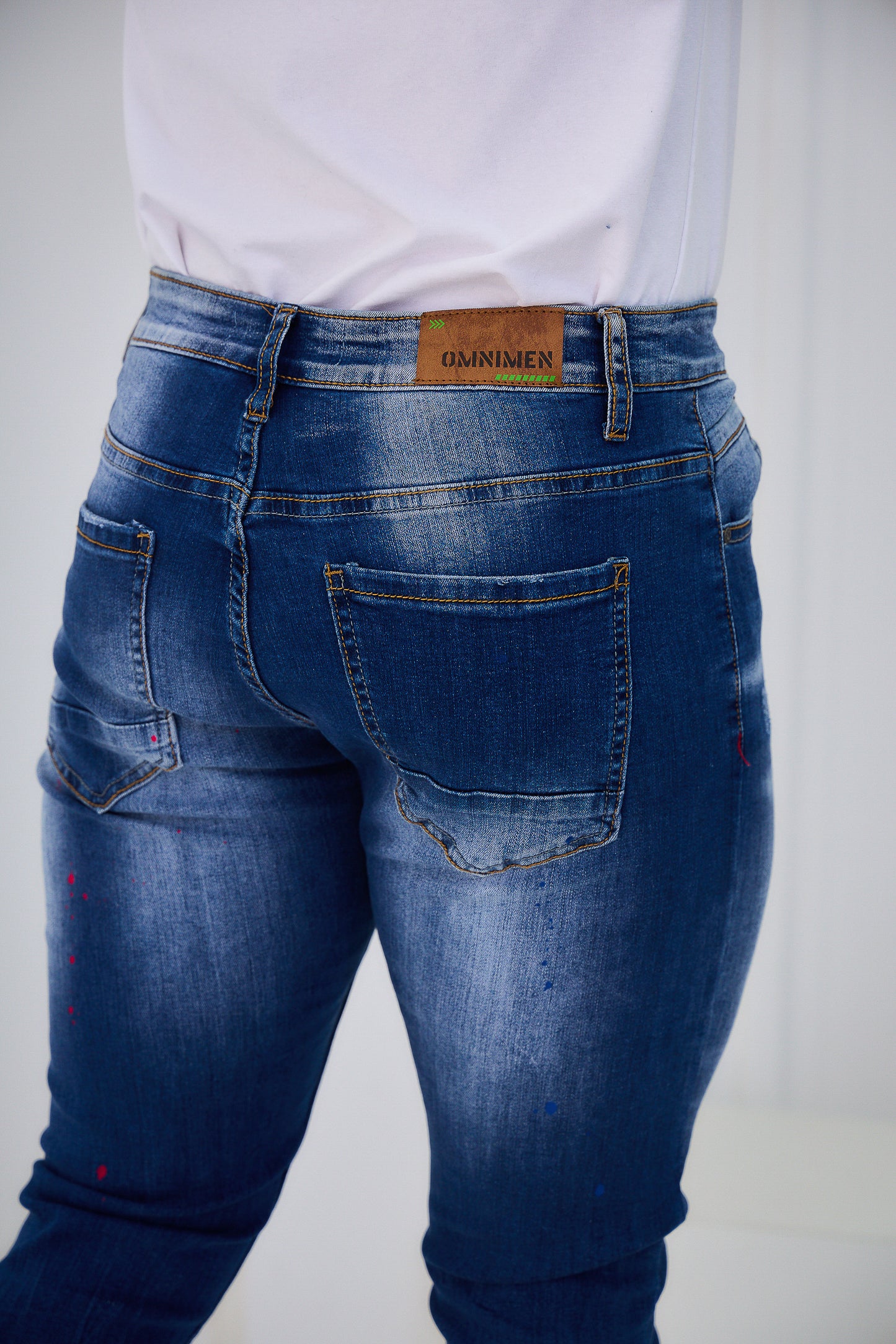 Jeans Denim Homme Déchiré Peinture C245