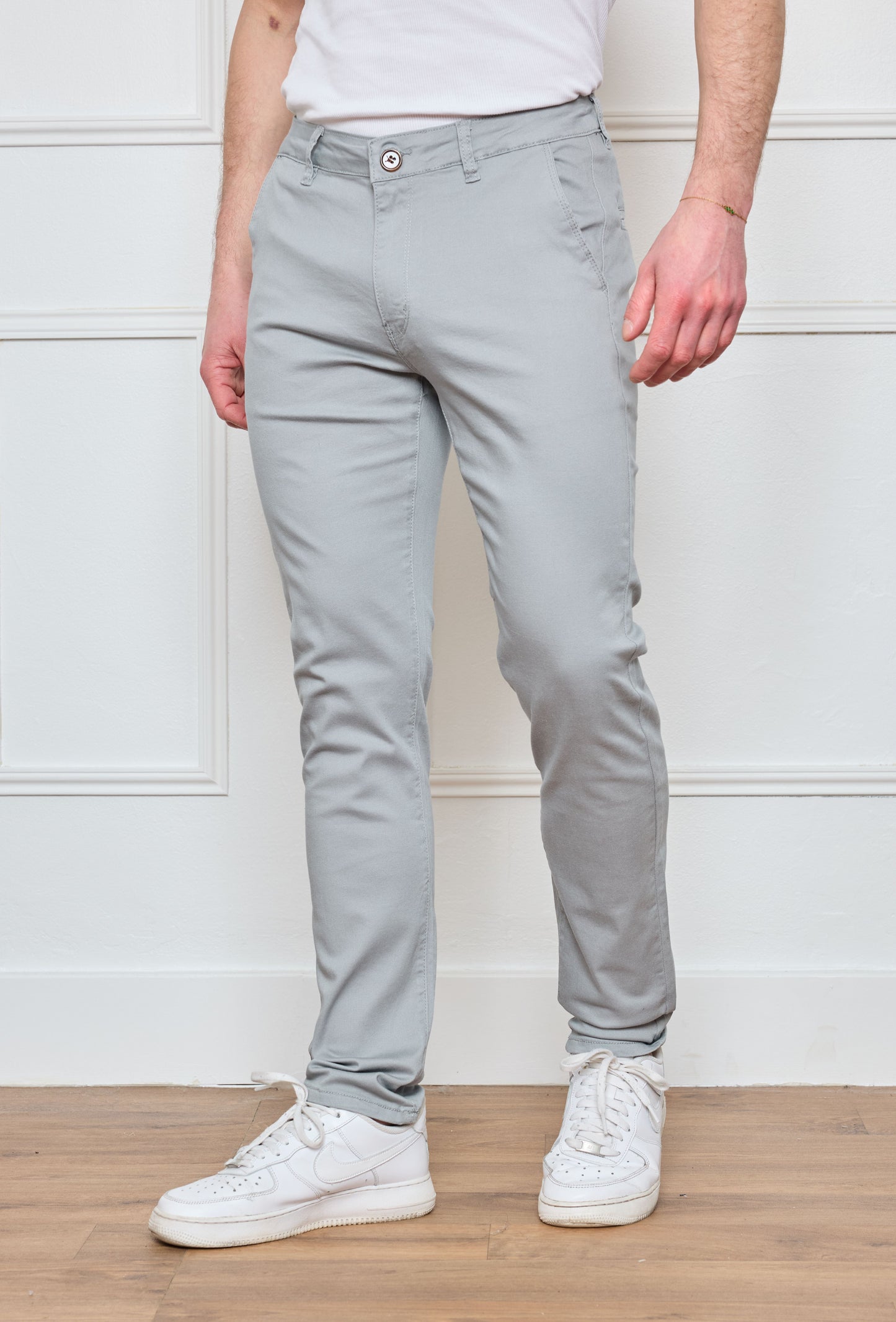 Pantalon Chino Gris Perle