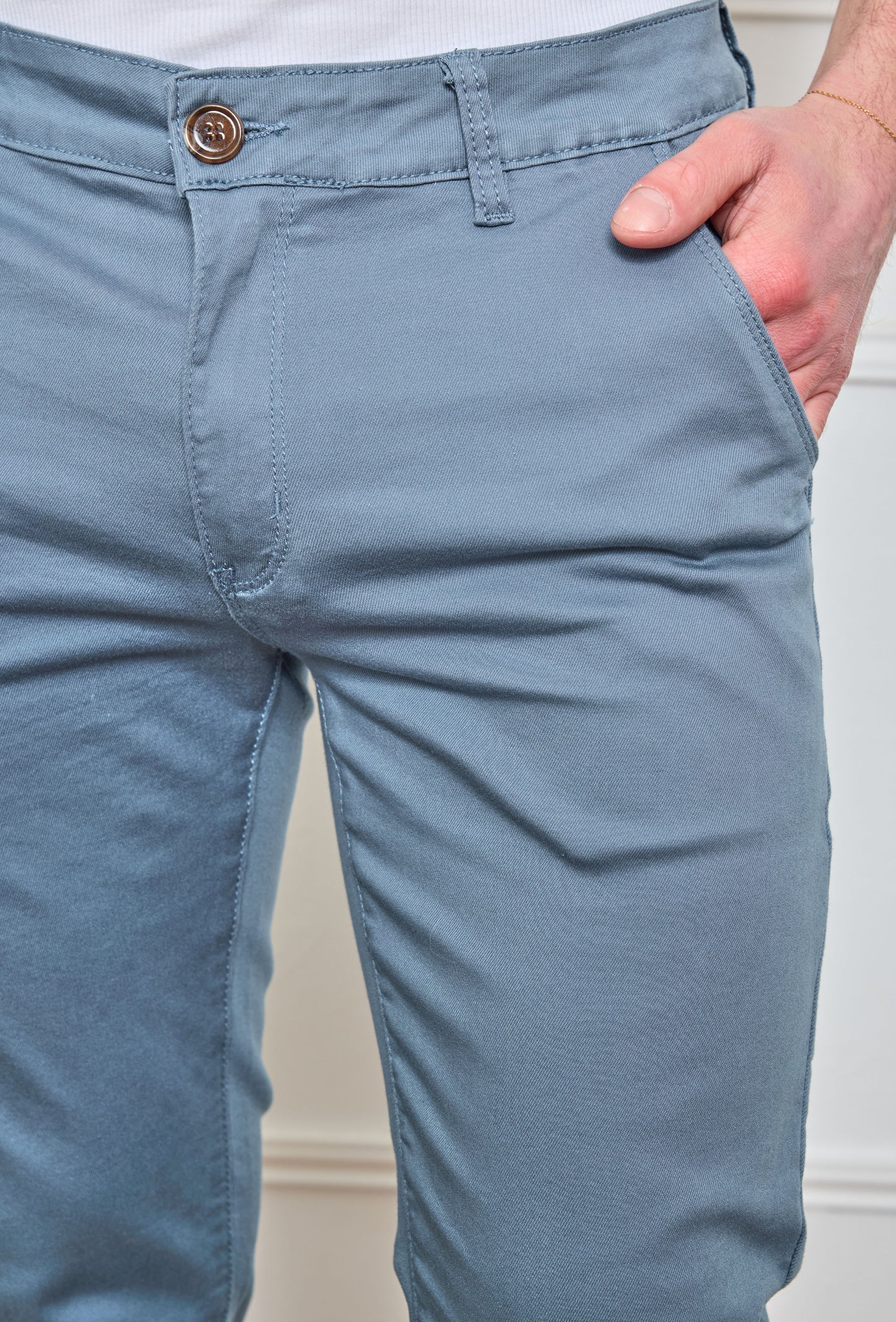 Pantalon Chino Bleu Céladon