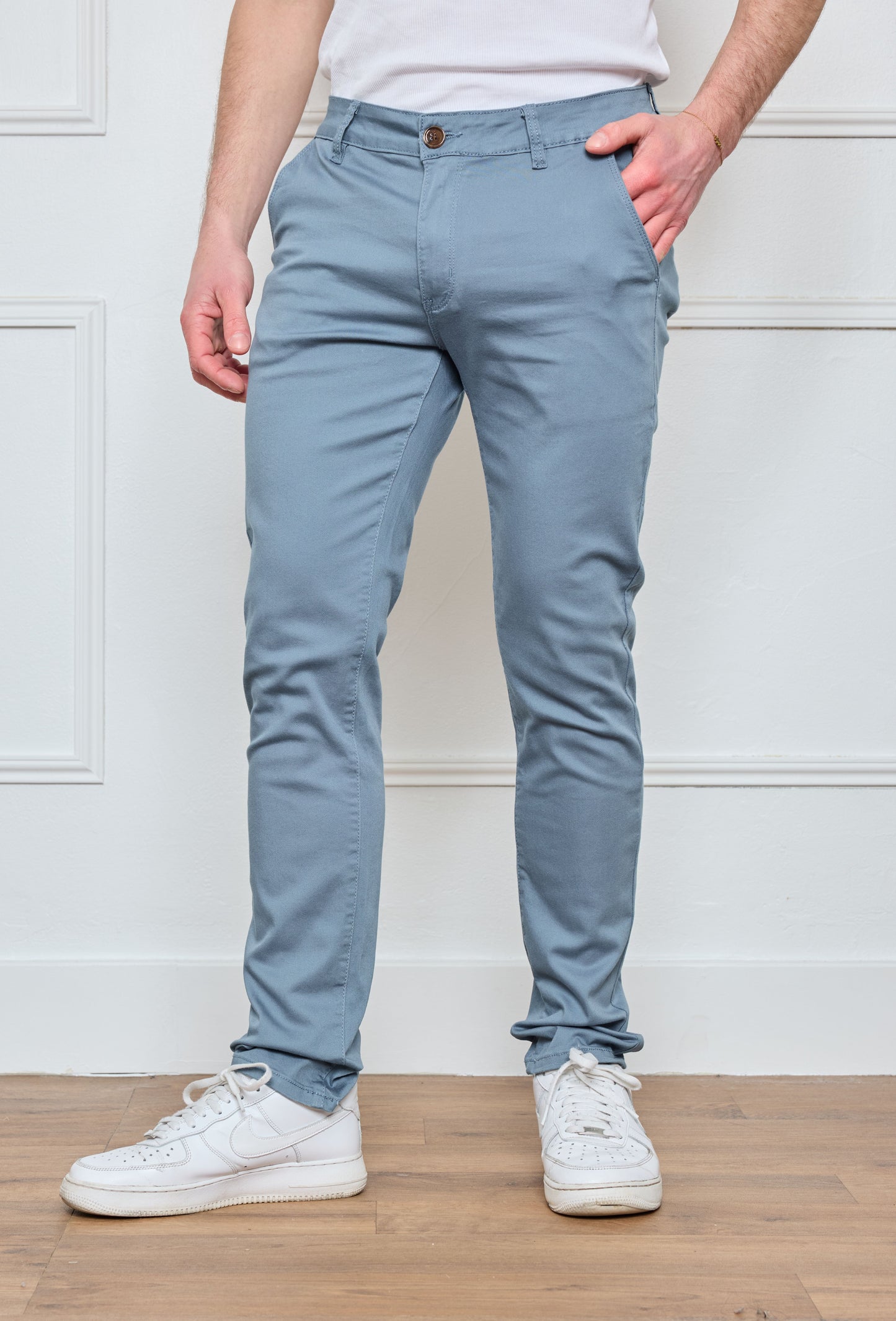 Pantalon Chino Bleu Céladon