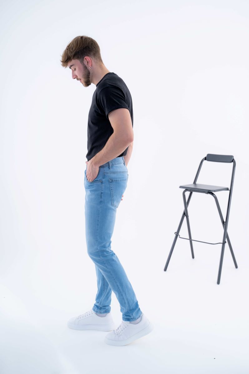 Jeans Homme Slim Bleu Denim Délavé