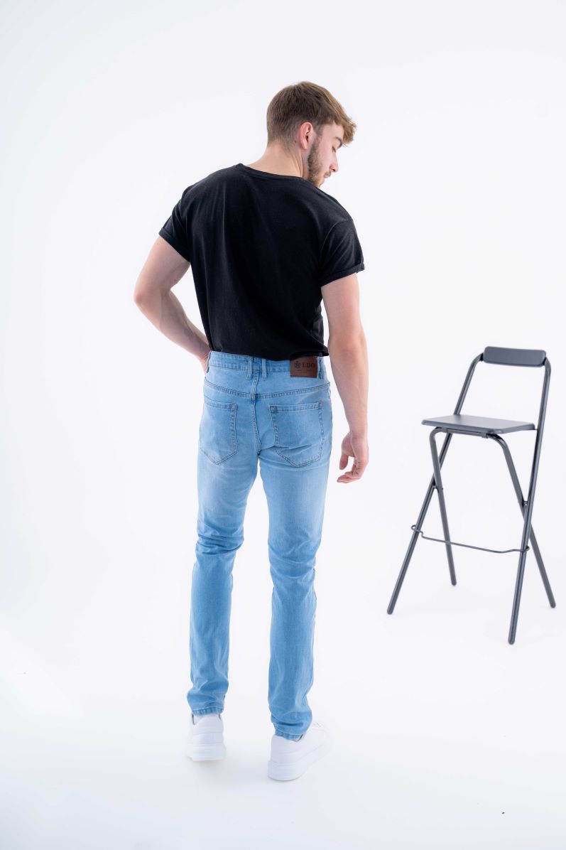 Jeans Homme Slim Bleu Denim Délavé