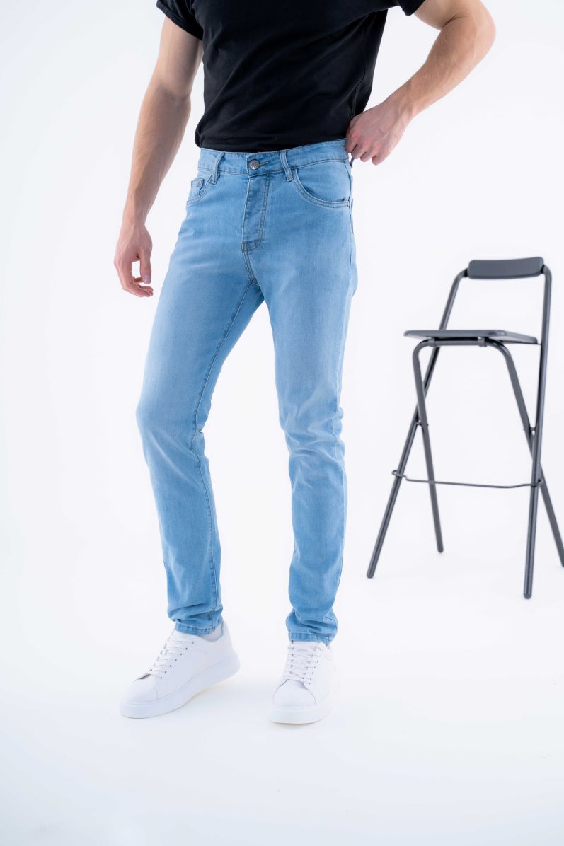 Jeans Homme Slim Bleu Denim Délavé