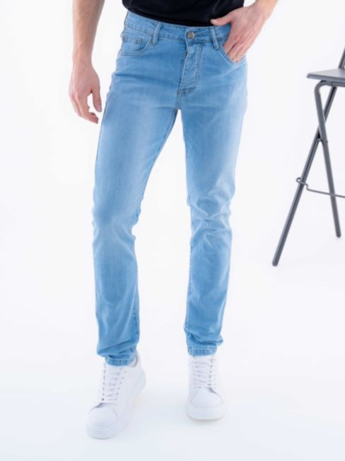 Jeans Homme Slim Bleu Denim Délavé
