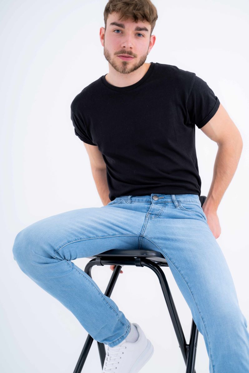 Jeans Homme Slim Bleu Denim Délavé
