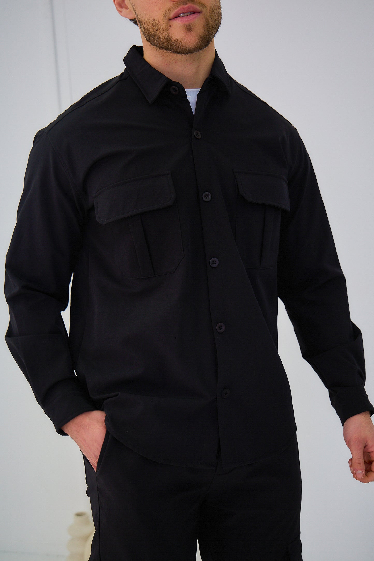 Ensemble Veste boutonnée et Pantalon Cargo Couleur