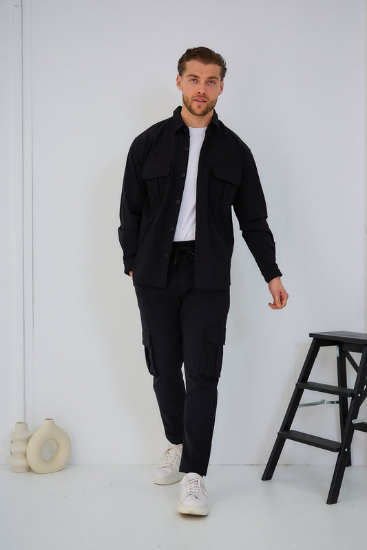 Ensemble Veste boutonnée et Pantalon Cargo Couleur