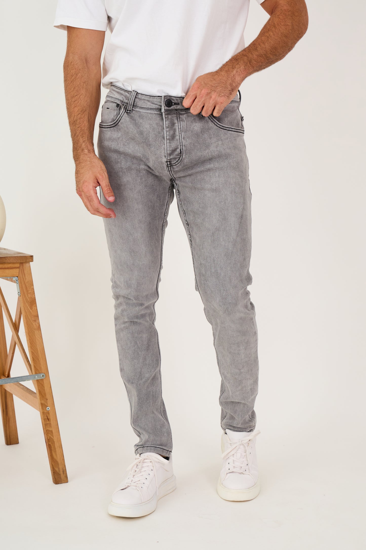 Jeans Homme Gris Délavé