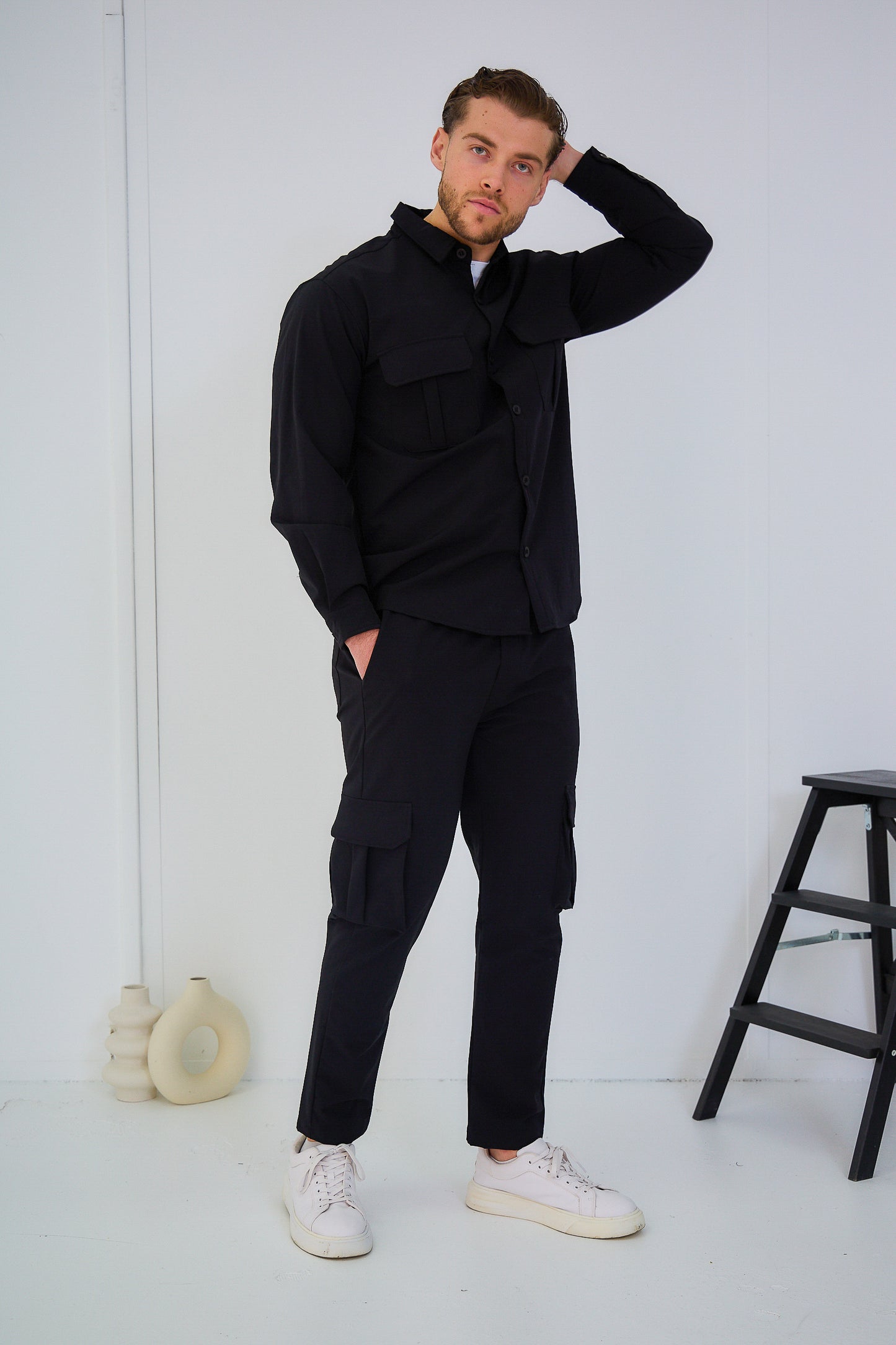 Ensemble Veste boutonnée et Pantalon Cargo Couleur