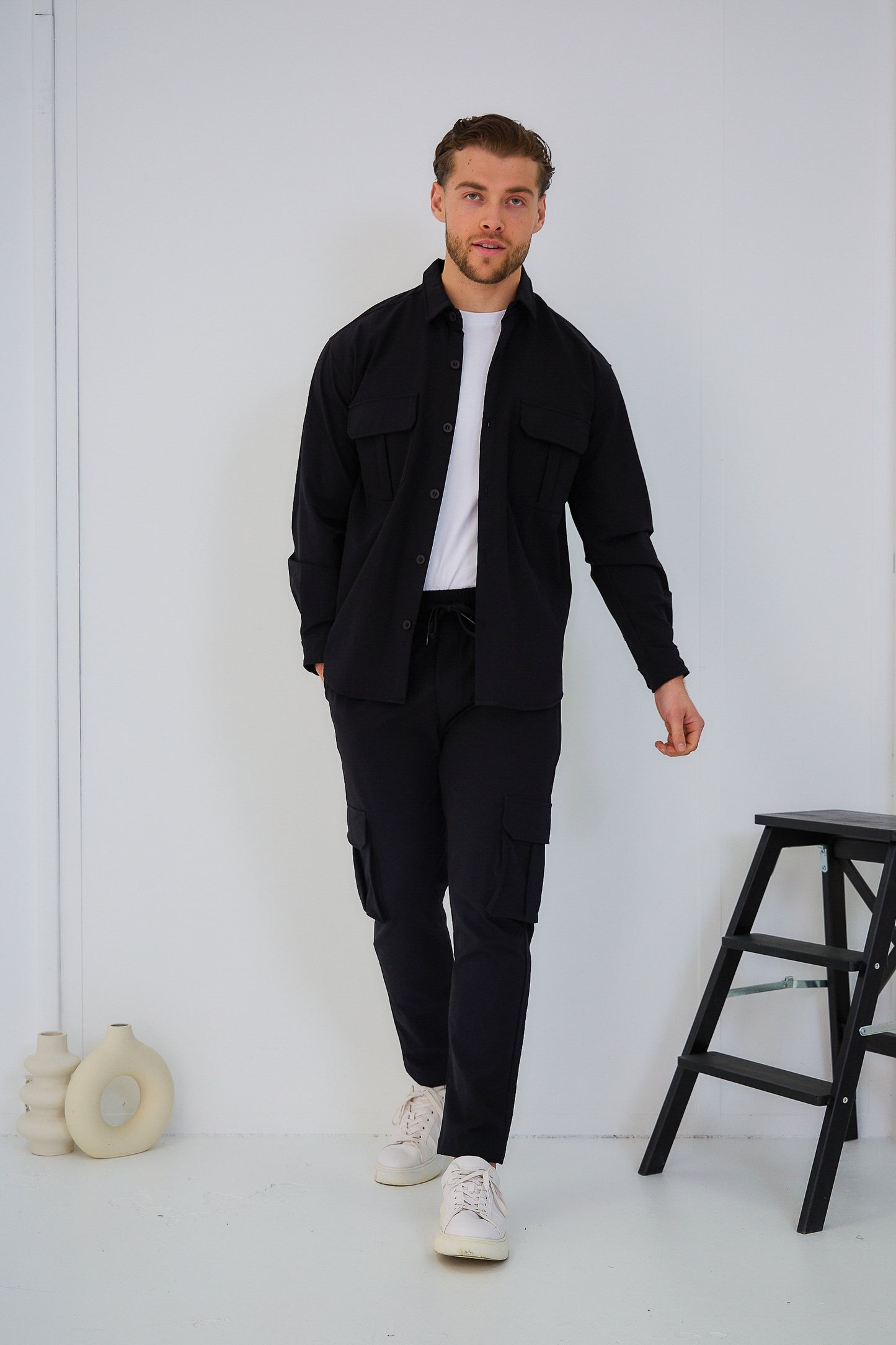Ensemble Veste boutonnée et Pantalon Cargo Couleur