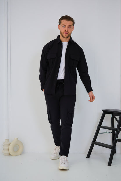 Ensemble Veste boutonnée et Pantalon Cargo Couleur