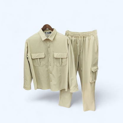 Ensemble Veste boutonnée et Pantalon Cargo Couleur