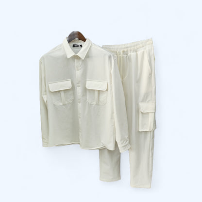 Ensemble Veste boutonnée et Pantalon Cargo Couleur