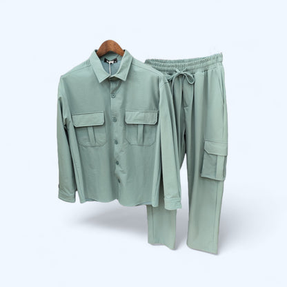 Ensemble Veste boutonnée et Pantalon Cargo Couleur