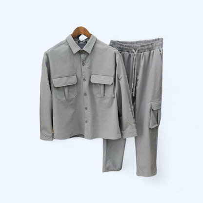Ensemble Veste boutonnée et Pantalon Cargo Couleur
