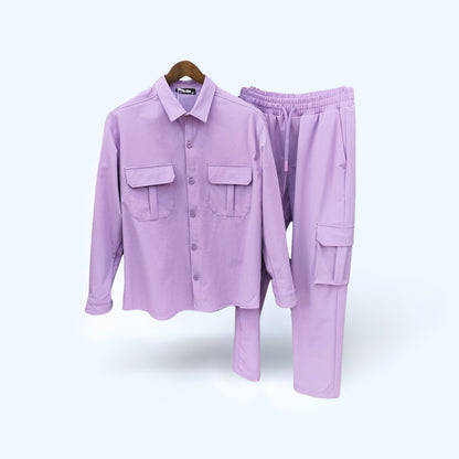 Ensemble Veste boutonnée et Pantalon Cargo Couleur